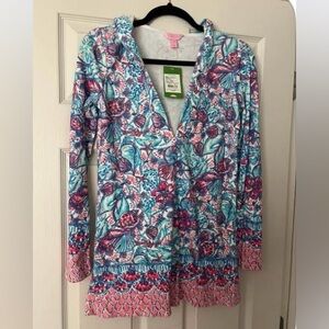 NWT XS Terry coverup sweater hooded Higgs tunic dress shell swim lilly Pulitzer